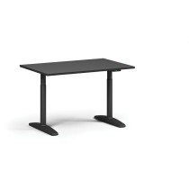 Stół z regulacją wysokości OBOL, elektryczny, 675-1325 mm, blat 1200x800 mm, zaokrąglona podstawa czarna, grafit