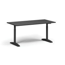 Stół z regulacją wysokości OBOL, elektryczny, 675-1325 mm, blat 1600x800 mm, zaokrąglona podstawa czarna, grafit