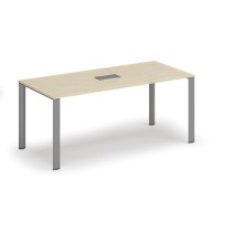 Stůl INFINITY 1800 x 900 x 750, bříza + stolní zásuvka TYP III, stříbrná