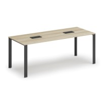 Stůl INFINITY 2000 x 900 x 750, dub přírodní + 2x stolní zásuvka TYP III, černá