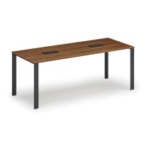 Stůl INFINITY 2000 x 900 x 750, ořech + 2x stolní zásuvka TYP II, černá