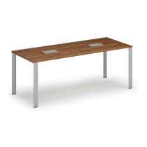 Stůl INFINITY 2000 x 900 x 750, ořech + 2x stolní zásuvka TYP V, stříbrná