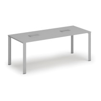 Stůl INFINITY 2000 x 900 x 750, šedá + 2x stolní zásuvka TYP I, stříbrná