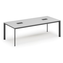 Stůl INVITATION 2400 x 1200 x 740, bílá + 2x stolní zásuvka TYP V, černá