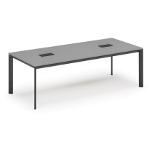 Stůl INVITATION 2400 x 1200 x 740, šedá + 2x stolní zásuvka TYP IV, černá