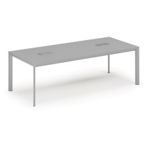 Stůl INVITATION 2400 x 1200 x 740, šedá + 2x stolní zásuvka TYP V, stříbrná