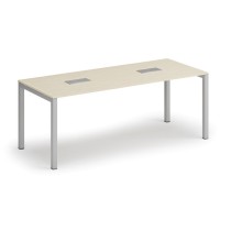 Stůl SQUARE 2000 x 800 x 750 + 2x stolní zásuvka TYP I, stříbrná
