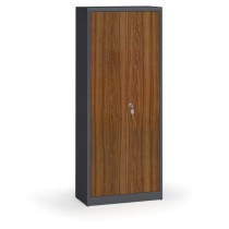 Svařované skříně s lamino dveřmi, 1950 x 800 x 400 mm, RAL 7016/ořech