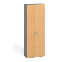 Szafa biurowa z drzwiami PRIMO KOMBI, 5 półek, 2233 x 800 x 400 mm, szary / buk