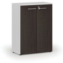 Szafa biurowa z drzwiami PRIMO WHITE, 1087 x 800 x 420 mm, biały/wenge
