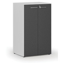 Szafa biurowa z drzwiami PRIMO WHITE, 3 półki, 1335 x 800 x 640 mm, biały/grafit