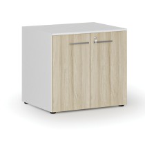 Szafa biurowa z drzwiami PRIMO WHITE, 735 x 800 x 640 mm, biały/dąb naturalny