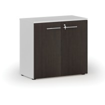 Szafa biurowa z drzwiami PRIMO WHITE, 740 x 800 x 420 mm, biały/wenge