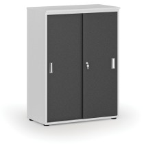 Szafa biurowa z drzwiami przesuwnymi PRIMO WHITE, 1087 x 800 x 420 mm, biały/grafit