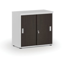 Szafa biurowa z drzwiami przesuwnymi PRIMO WHITE, 740 x 800 x 420 mm, biały/wenge