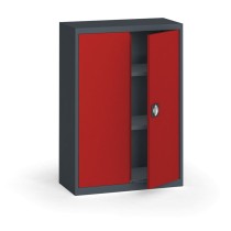 Szafa metalowa, 1150 x 800 x 400 mm, 2 półki, antracyt/czerwona