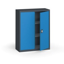 Szafa metalowa, 1150 x 950 x 400 mm, 2 półki, antracyt/niebieska