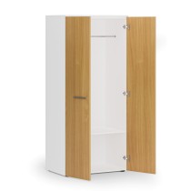 Szafa ubraniowa biurowa PRIMO WHITE, 1 półka, drążek do szafy, 1781 x 800 x 500 mm, biały/buk