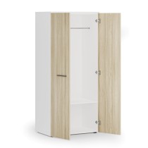 Szafa ubraniowa biurowa PRIMO WHITE, 1 półka, drążek do szafy, 1781 x 800 x 500 mm, biały/dąb naturalny