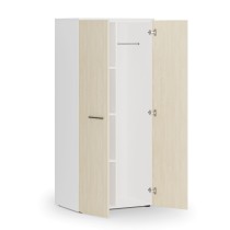 Szafa ubraniowa biurowa PRIMO WHITE, 3 półki, drążek do szafy, 1781 x 800 x 500 mm, biały/brzoza