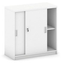 Szafka biurowa, drzwi przesuwne MIRELLI A+, 800 x 400 x 800 mm, biała