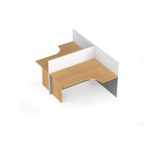Tischtrennwand-Set mit ergonomischem Tisch PRIMO, T-Form, magnetisch, 2 Plätze, Birke