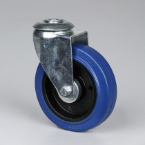 Transport-Lenkrolle, 125 mm, Mittelloch, mit blauer Lauffläche