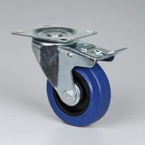 Transport-Lenkrolle mit Feststeller, 100 mm, mit blauer Lauffläche