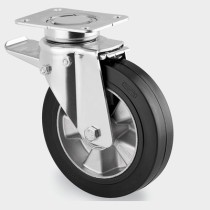 Transportné koleso s gumovým behúňom otočné s brzdou 125 mm
