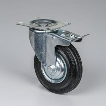 Transportné otočné koleso s brzdou, 125 mm, čierna guma