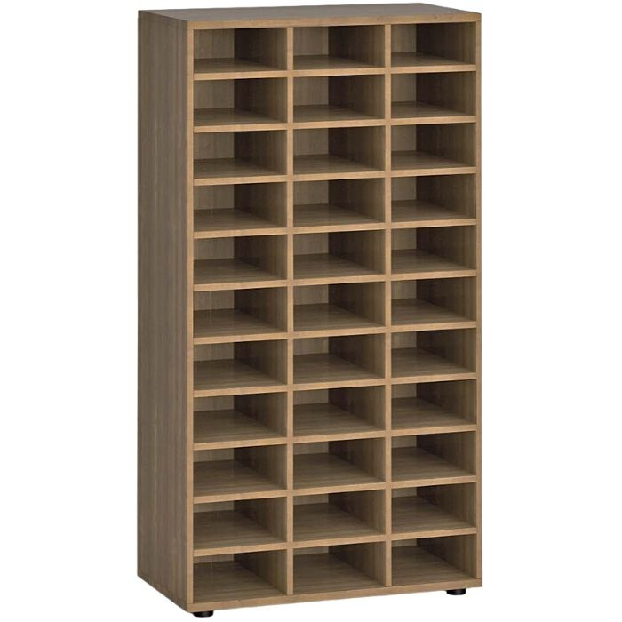 Třídící regál PRIMO KOMBI, 800 x 400 x 1497 mm, 36 přihrádek, ořech