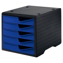 Triediaci box, 5 zásuviek, čierna/ modrá