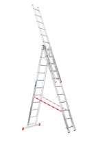 Trojdielny výsuvný viacúčelový rebrík HOBBY, 3x11 priečok, 6,75 m