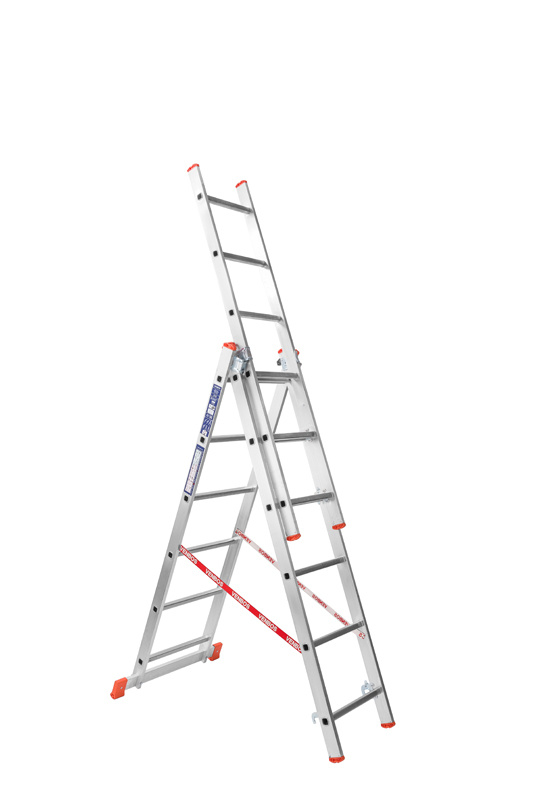Trojdielny výsuvný viacúčelový rebrík HOBBY, 3x6 priečok, 3,65 m