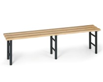 Umkleidebank, Latten-Sitz, 2000 mm breit, schwarze Beine