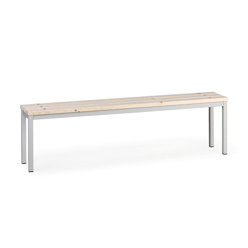 Umkleidebank, Latten-Sitz, Länge 1500 mm, grau