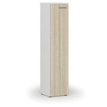 Úzká kancelářská skříň PRIMO WHITE, 1781 x 400 x 420 mm, bílá/dub přírodní