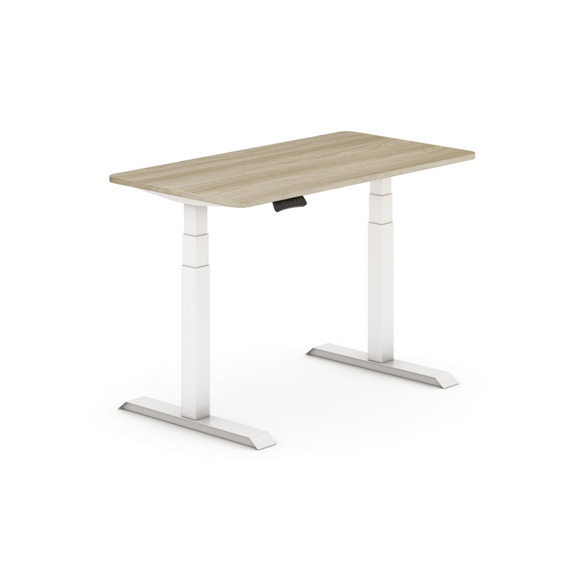 Verstellbarer Tisch, elektrisch, Eiche 1600x800, weißes Gestell, 2 Motoren, abgerundete Ecken