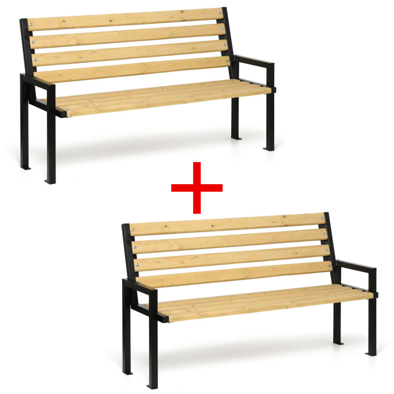 Vonkajšia lavička CITY s operadlom 1+1 ZADARMO, 1660 mm, dub svetlý