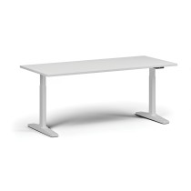 Výškově nastavitelný stůl, elektrický, 675-1325 mm, deska 1800x800 mm, bílá podnož, bílá