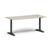 Výškově nastavitelný stůl, elektrický, 675-1325 mm, deska 1800x800 mm, černá podnož, dub přírodní