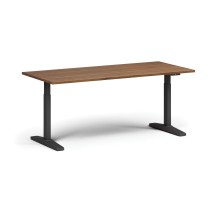Výškově nastavitelný stůl, elektrický, 675-1325 mm, deska 1800x800 mm, černá podnož, ořech