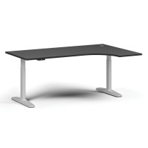 Výškově nastavitelný stůl, elektrický, 675-1325 mm, rohový pravý, deska 1800x1200 mm, bílá podnož, grafit