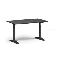 Výškově nastavitelný stůl OBOL, elektrický, 675-1325 mm, deska 1400x800 mm, černá zaoblená podnož, grafit