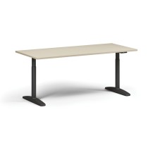 Výškově nastavitelný stůl OBOL, elektrický, 675-1325 mm, deska 1800x800 mm, černá zaoblená podnož