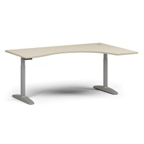 Výškově nastavitelný stůl OBOL, elektrický, 675-1325 mm, ergonomický pravý, deska 1800x1200 mm, šedá zaoblená podnož