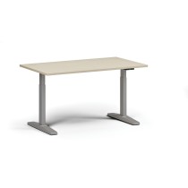 Výškově nastavitelný stůl ULIX, elektrický, 675-1325 mm, deska 1400x800 mm, šedá podnož, bříza