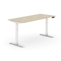 Výškovo nastaviteľný stôl, elektrický, 625-1275 mm, doska 1800x800 mm, dub, biela podnož