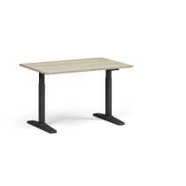 Výškovo nastaviteľný stôl, elektrický, 675-1325 mm, doska 1200x800 mm, čierna podnož, dub prírodný