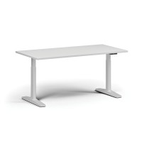 Výškovo nastaviteľný stôl, elektrický, 675-1325 mm, doska 1600x800 mm, biela podnož